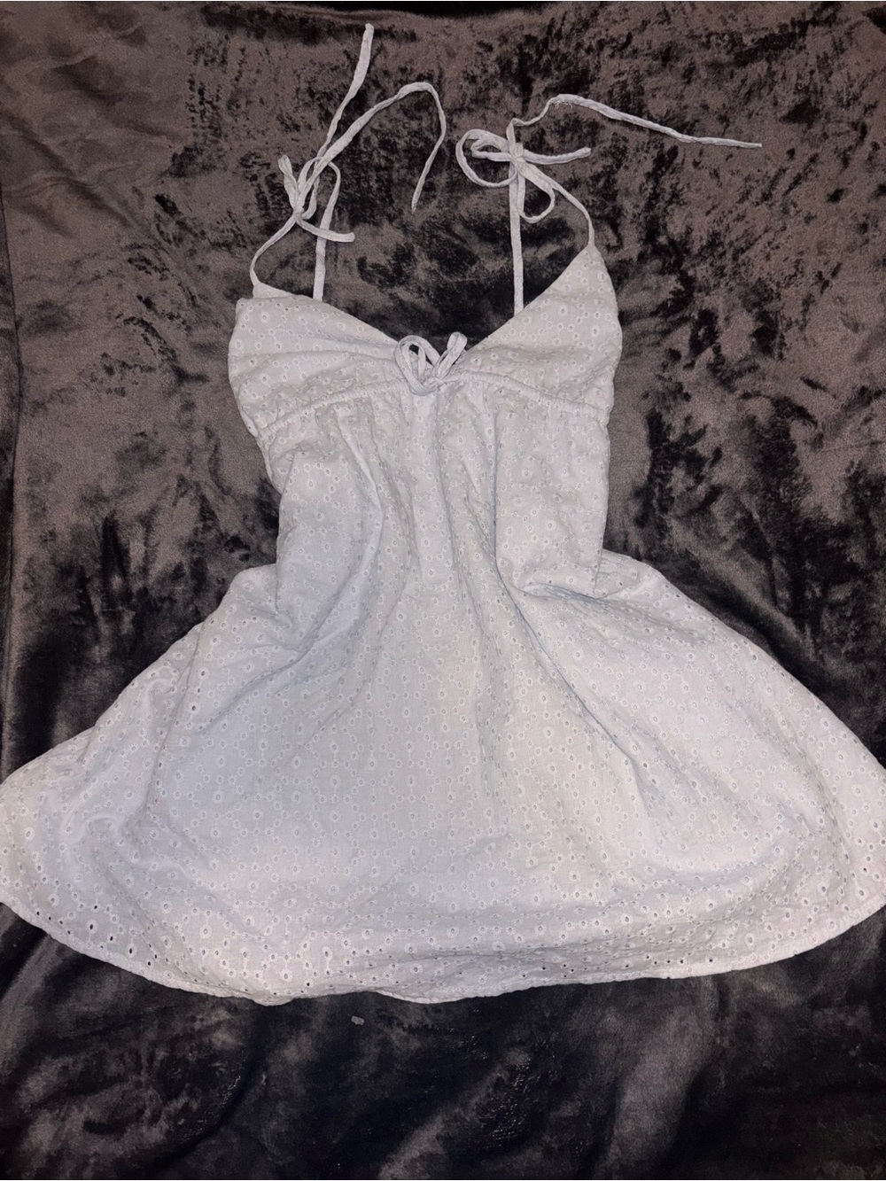 White Eyelet BabyDoll Tie-Strap Sundress